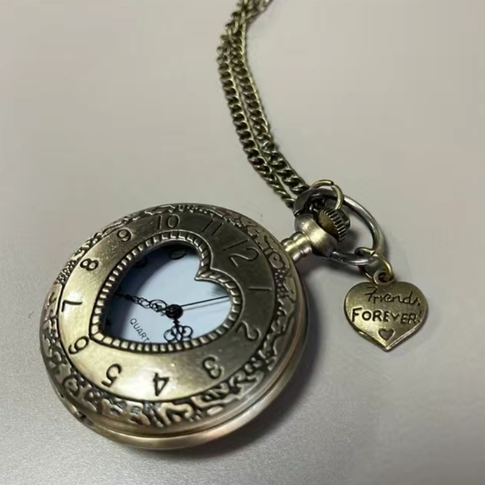 New sisters heart pocket watch battery included